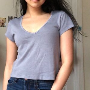 Muted grey-blue crop top